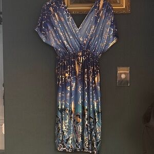 Elegant Blue and Gold Dress